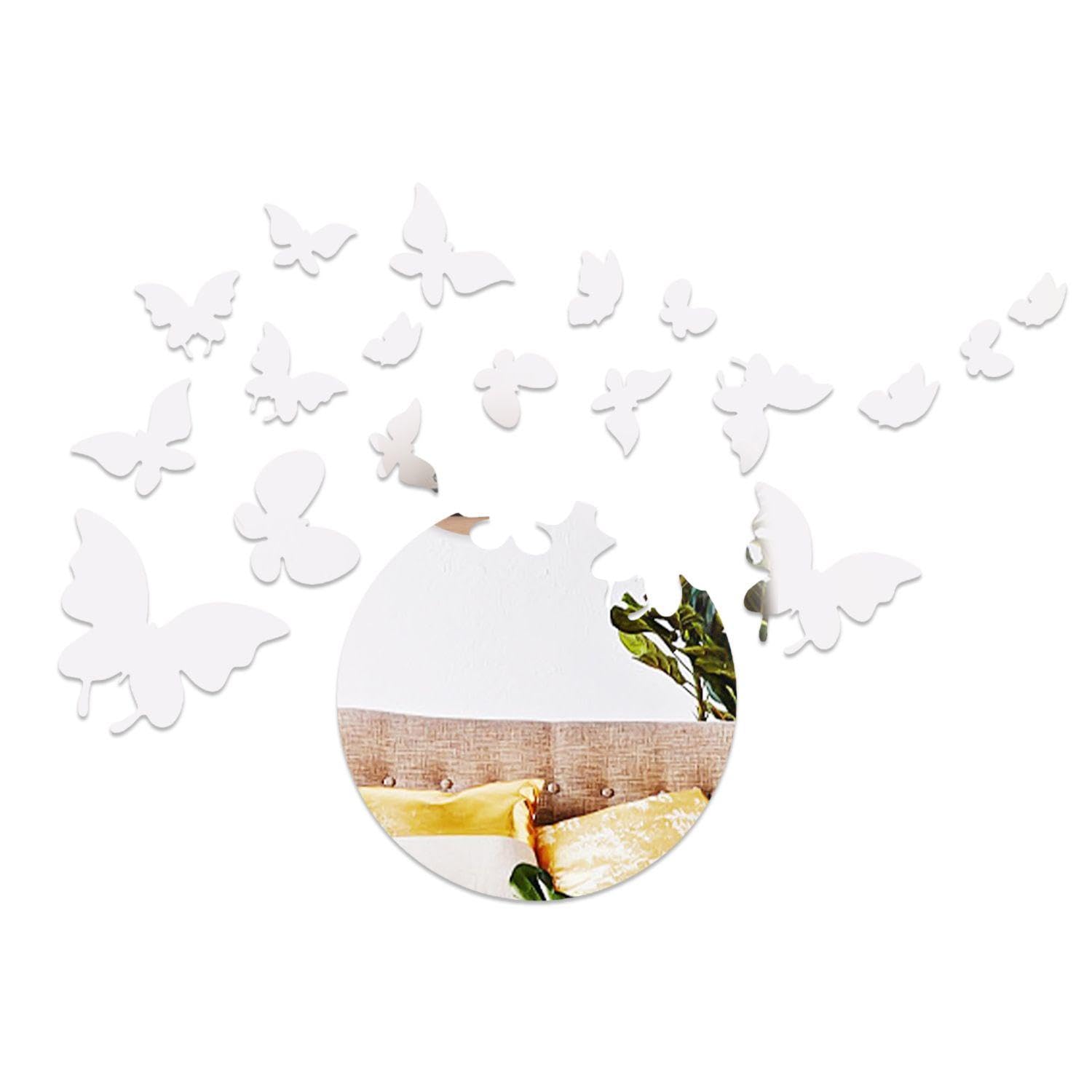 19 Pcs Moon Butterfly Mirror Wall Stickers, Acrylic Wall Stickers, Self-Adhesive Mirror Wall Stickers, Adhesive Wall Mirrors, DIY Home Decor