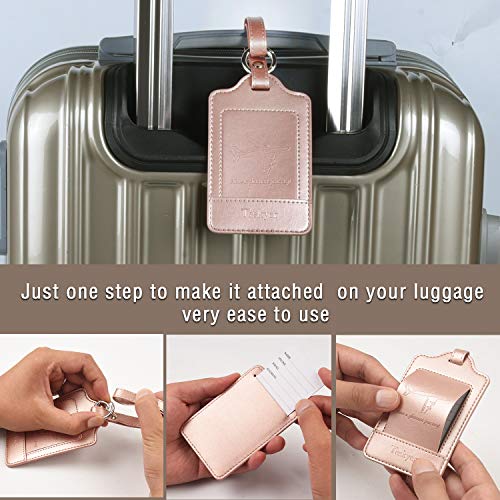 Teskyer Luggage Tag, 3 Pack Premium Pu Leahter Luggage Tags Privacy Protection Travel Bag Labels Suitcase Tags #TOP1
