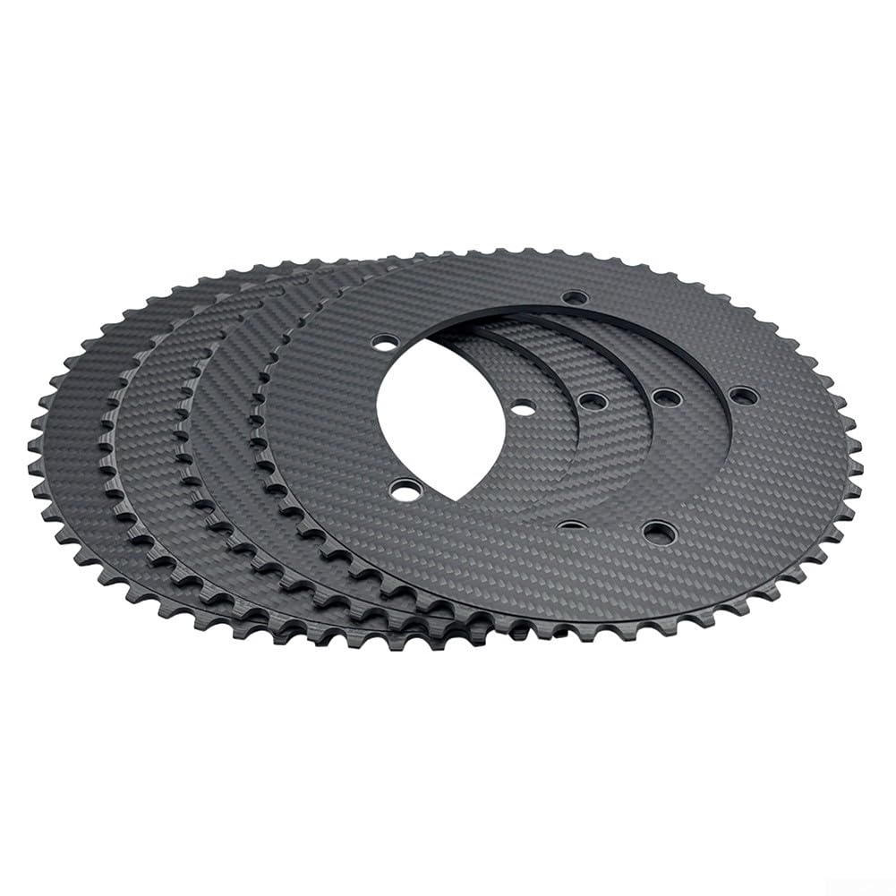 Plato de fibra de carbono para bicicleta de pista de engranaje fijo Bcd144 49t de una sola velocidad negro (49T)