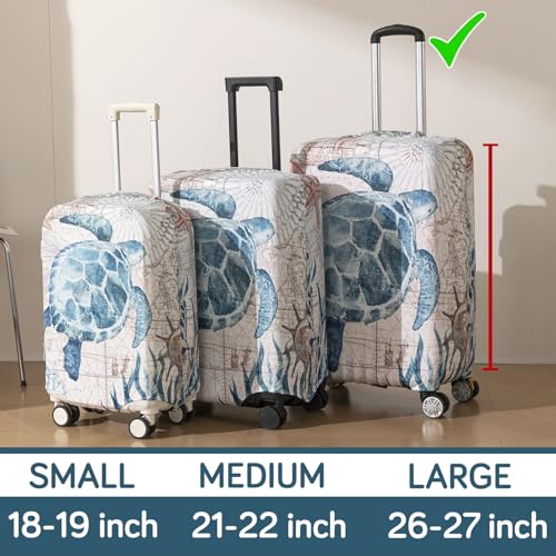 Image of HOKIPO Suitcase Covers for Trolley Suitcase, 220gsm Durable and Washable, Large (26-27inch) - Ocean Turtle (AR-6345-D7)