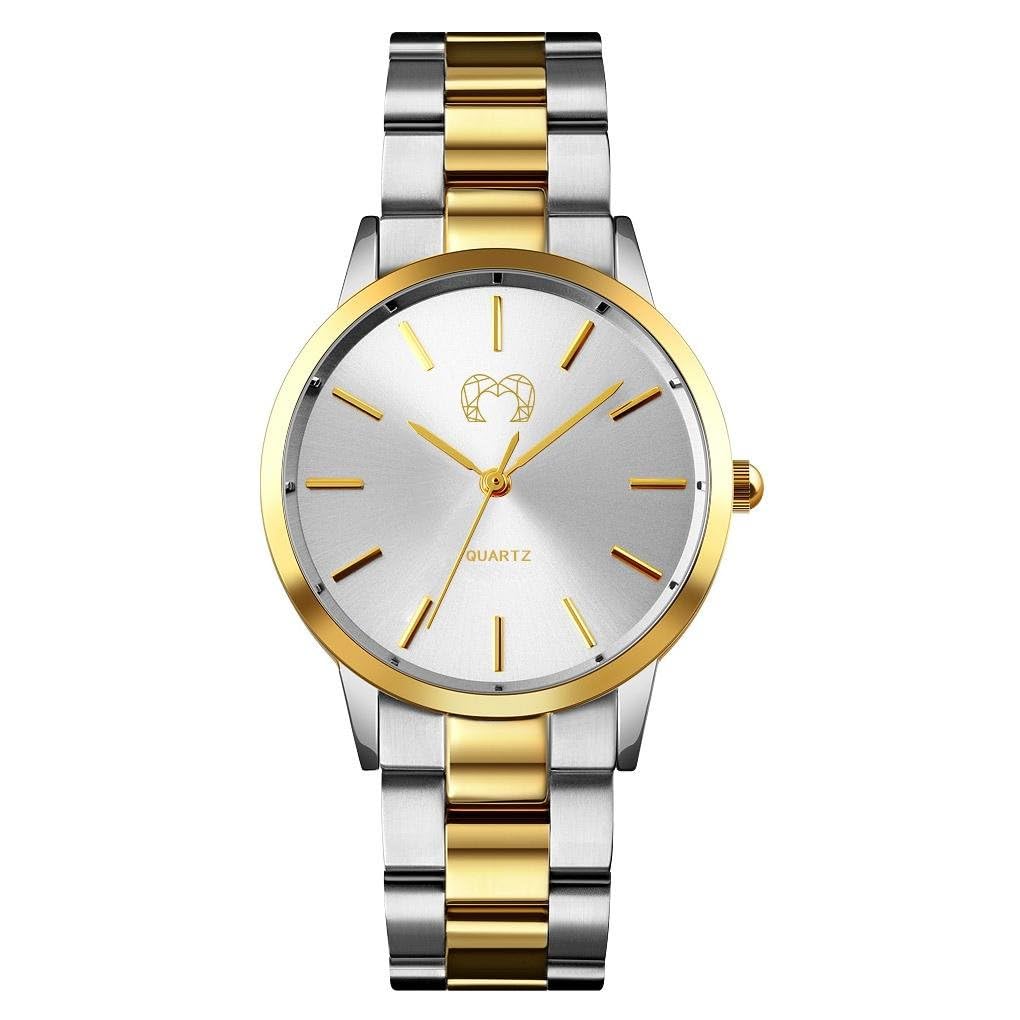 MARLION JEWELS Reloj Analógico Minimalista de Mujer con Pulsera de Eslabones Metálicos, Resistente al Agua 3ATM. Reloj Original con Maquinaria de Cuarzo