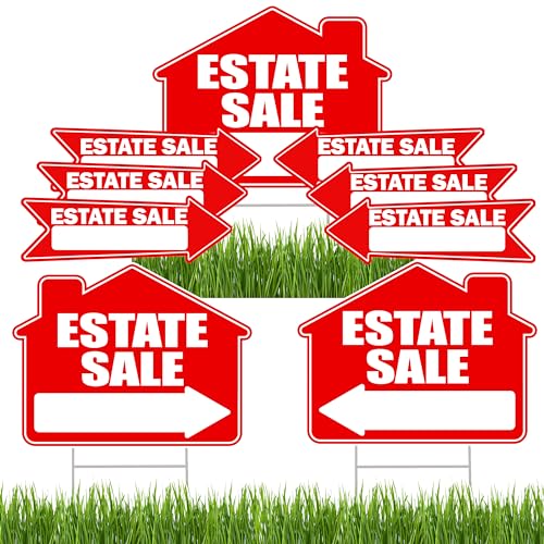 Rogue River Tactical 9 Piece Estate Sale Yard Sign Double Sided With Stake - Large 17 Inch By 13 Inch With Arrows Arrow