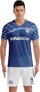 ORKY Men Customize Soccer Jersey, Sublimation Personalize Name Club Shirt, Custom Made Tournament Team Uniform Freeze (Navy Blue L)