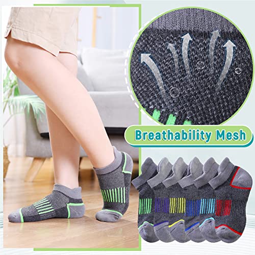 Eyean Boys Athletic Half Cushioned Ankle Socks Kids Cotton Sport Low Cut Socks 6 Pairs3