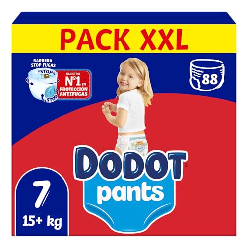 Dodot Bebé Pants Pañales, Talla 7,+15 kg, 88 Pañales, Pañal-Braguita con Ajuste 360° Anti-Fugas