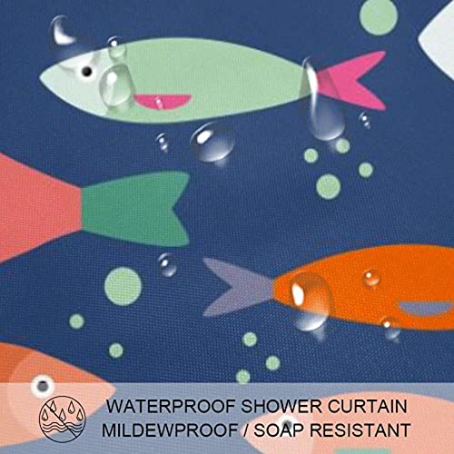 Rideau de douche poissons marins coloré imperméable standard 183x183