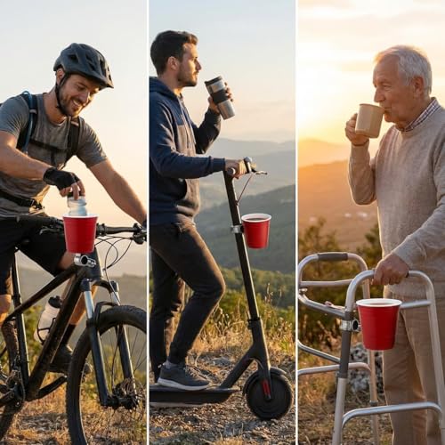 Bike Water Bottle Holder | Cup Holder for Bikes, Motorcycles, Scooters & Walkers | Handlebar Clamp, Durable ABS | Drink Holder for Adults, Ebikes, ATVs & Electric Scooters by Red Cup Living - Image 8