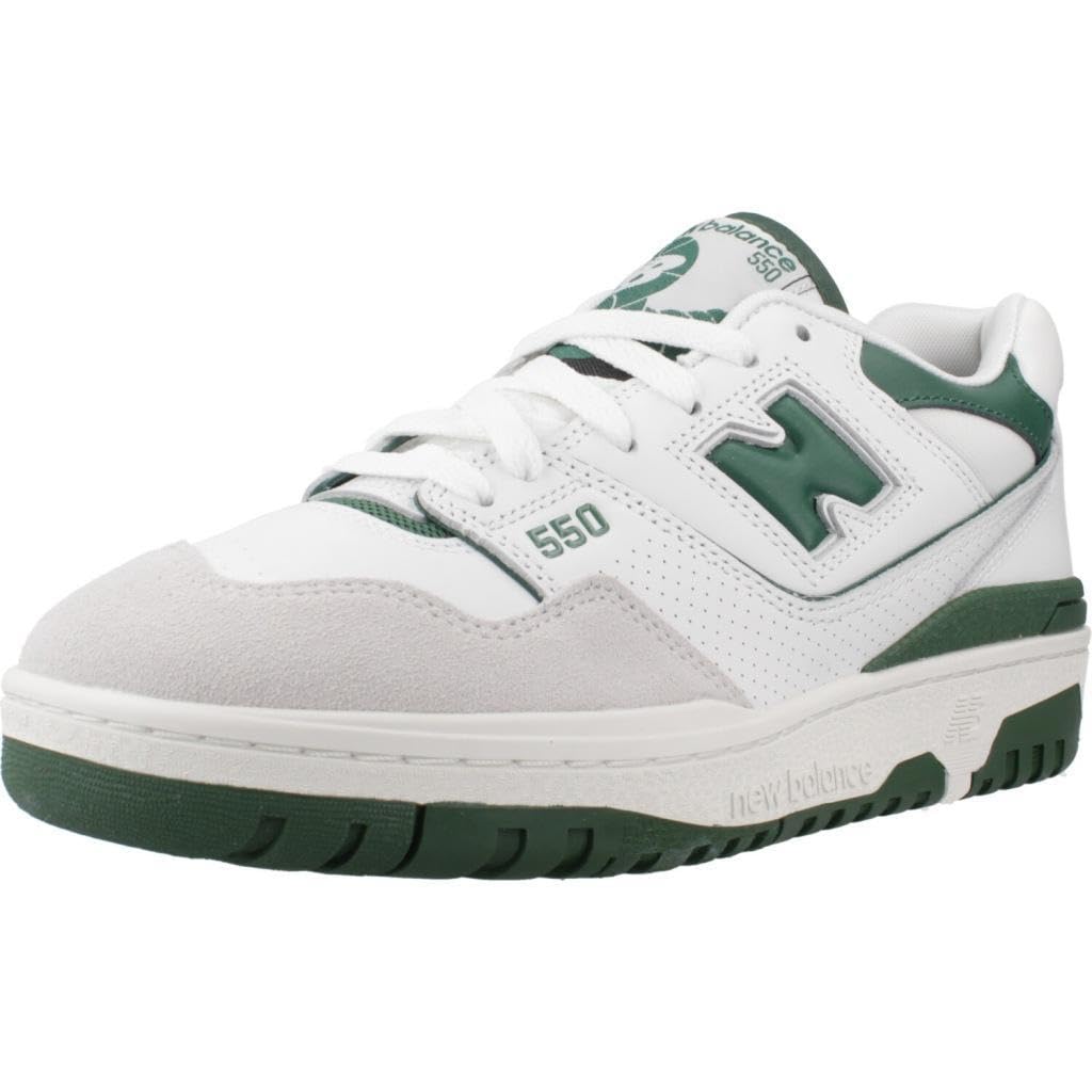 New Balance Men's BB550 Sneaker, White/Team Forest Green, 4 Medium US