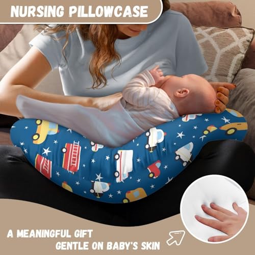 Image of Cute Car Nursing Pillow Cover Lightweight Breathable Pillow Cover for Infant Snug, Stretchy Neutral Breastfeeding Pillow Cover