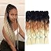 3 Tone Ombre Kanekalon Jumbo Braiding Hair 24 Inch 5Pcs/Lot Synthetic African Brown and Blonde Colorful Pre Stretched Braiding Hair for Twist Crochet Braids (Black-Brown-Beige)