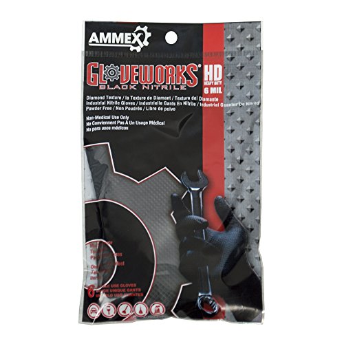 AMMEX Nitrile Disposable Gloves 6/pack, Heavy Duty, Disposable, 6 mil Thick, Uni-size, Black