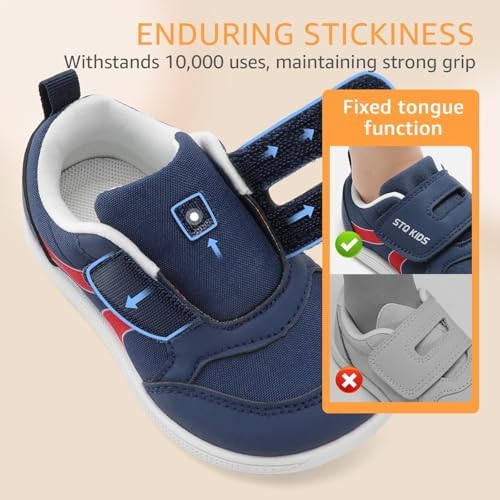 Toddler Boys Barefoot Wide Toe Box Sneakers Casual Tennis Walking Shoes Kids Running Preschool Athletic Team Sports Breathable Flexible Navy Toddler Size 7 — view 7