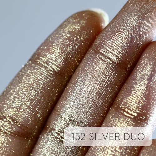 Image of C2P Pro Eyeshadow Pigment for Eye Makeup - 2g | Long-Lasting and Highly Pigmented Loose Precious Pigments with Metallic Effect | Cosmetics For Women and Girls (Silver Duo 152, 02 Gram)