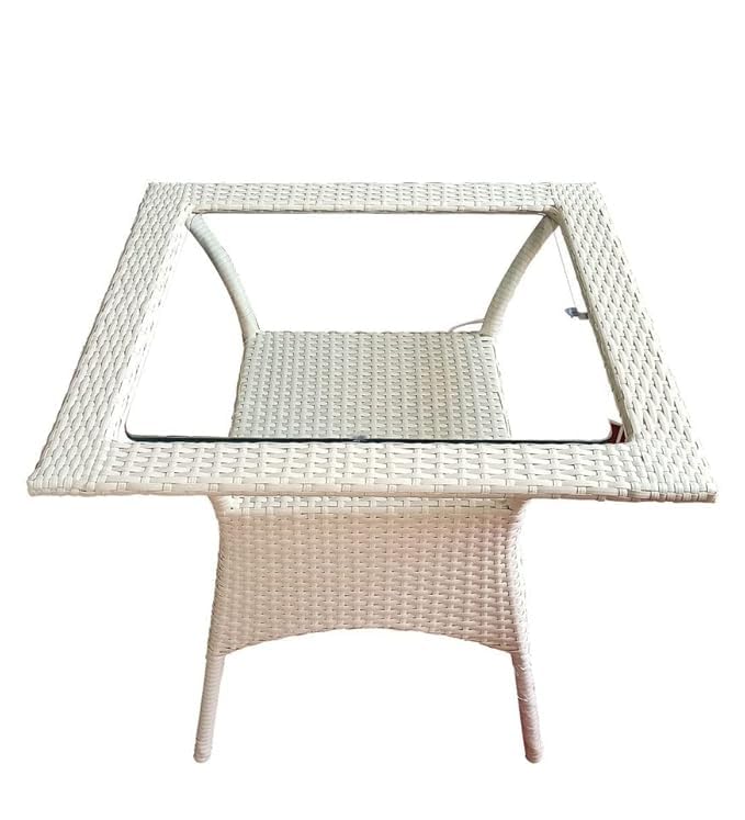 Image of PRATHAM India 5 Piece Outdoor Indoor Patio Furniture Sets Chair Patio Wicker for Living & Dining & Garden Lawn Balcony Office Cafe & Restaurant Garden Chair Furniture with Glass Table