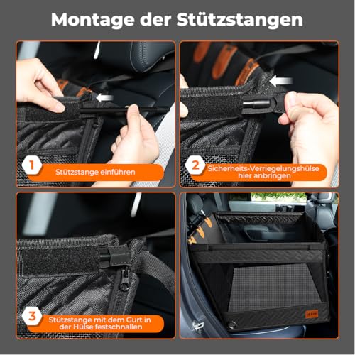 KYG großer Hunde autositz für mittelgroße bis große Hunde mit Matte, wasserfeste Rücksitz-Extender-Abdeckung mit 3 Mesh-Fenstern, zusammenklappbarer Autositz für Hund für Autos/SUVs/Trucks