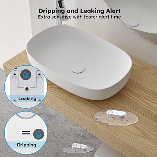Ouvopo Wifi Water Leak Detectors 4 Pack, 120Db Audio Alarm Sensor, Sensitive Leak And Drip Alert，For Bedrooms, Basement, Kitchen, Bathroom, Laundry (Not Support 5G Wifi) #TOP4