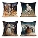 ArtSocket Set of 4 Throw Pillow Covers Horse Herd Run in Desert Sand Storm Against Dramatic Sky Decor Linen Pillow Cases Home Decorative Square 18x18 Inches Pillowcases