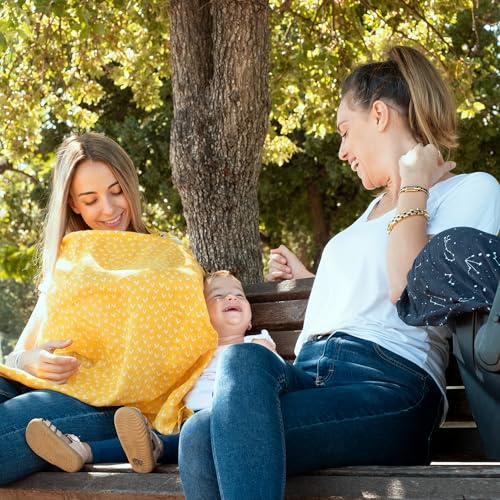 San Francisco Baby Nursing Cover, Breathable 360° Nursing Cover Up, Privacy Breastfeeding Blanket - Luxury Yellow