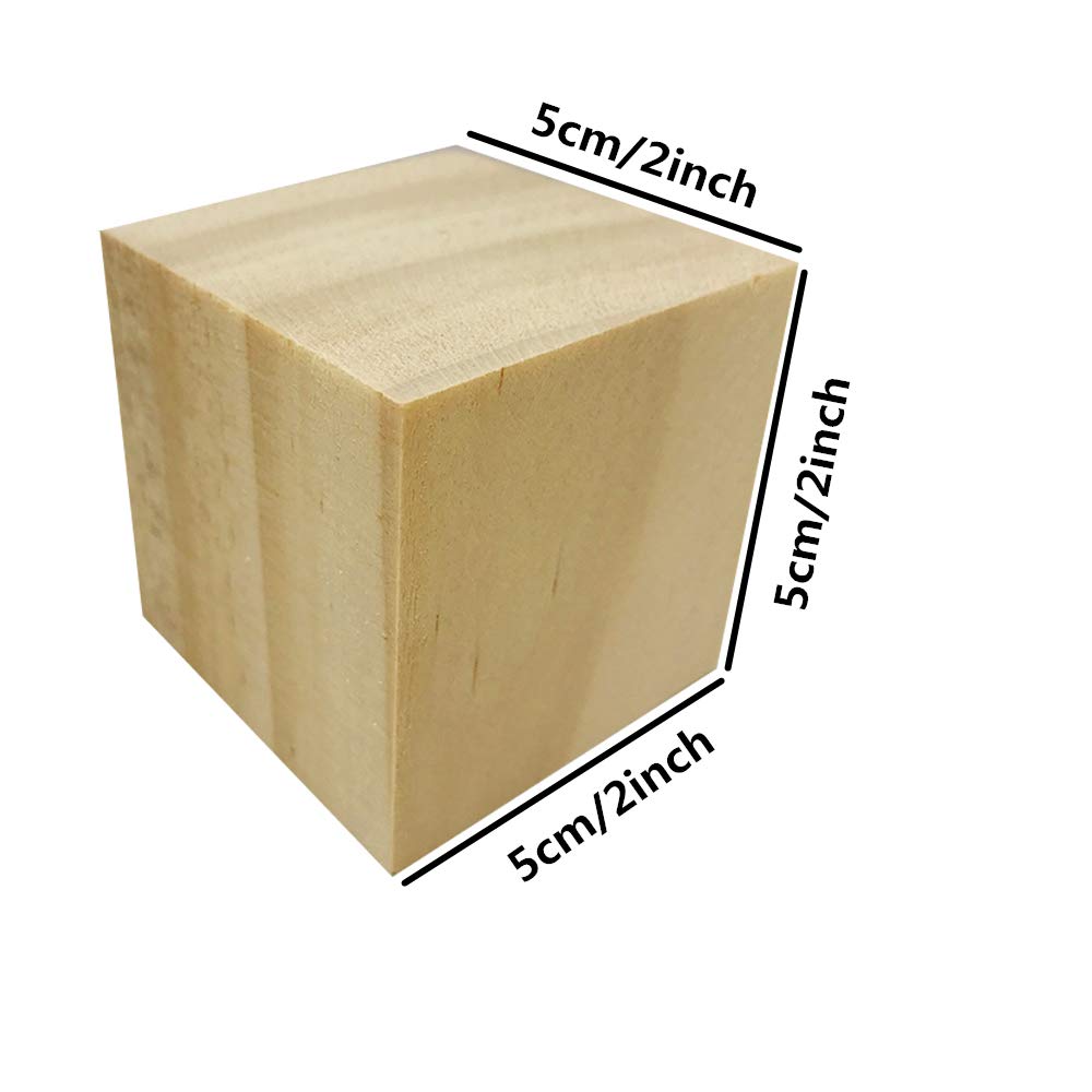 Fycooler 12pz Cubi di Legno Decorare,Cubi Legno Grezzo Naturale di Pino,Set Blocchetti Cubo 5x5x5cm,Perfetti per Stampi,Blocchi di Legno per Artigianato,Alfabeto, Puzzle e progetti DIY