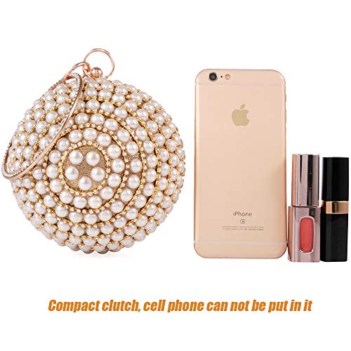 Wpkltmz Womans Round Clutch Ball Handbag Dazzling Full Rhinestone Tassles Ring Handle Purse Pearls Evening Bag #TOP5