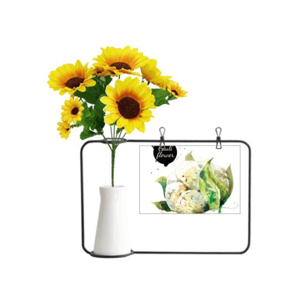 Chou-fleur de légumes savoureux et sain déco aquarelle avec vase de tournesol d'intérieur