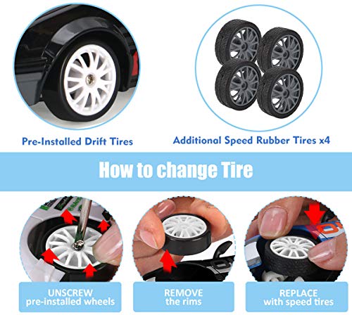 Liberty Imports Rc Drift Car 1/24 2.4Ghz 4Wd Remote Control Sport Racing On-Road Vehicle With Led Light, Batteries And Drift Tires (Black) #TOP4