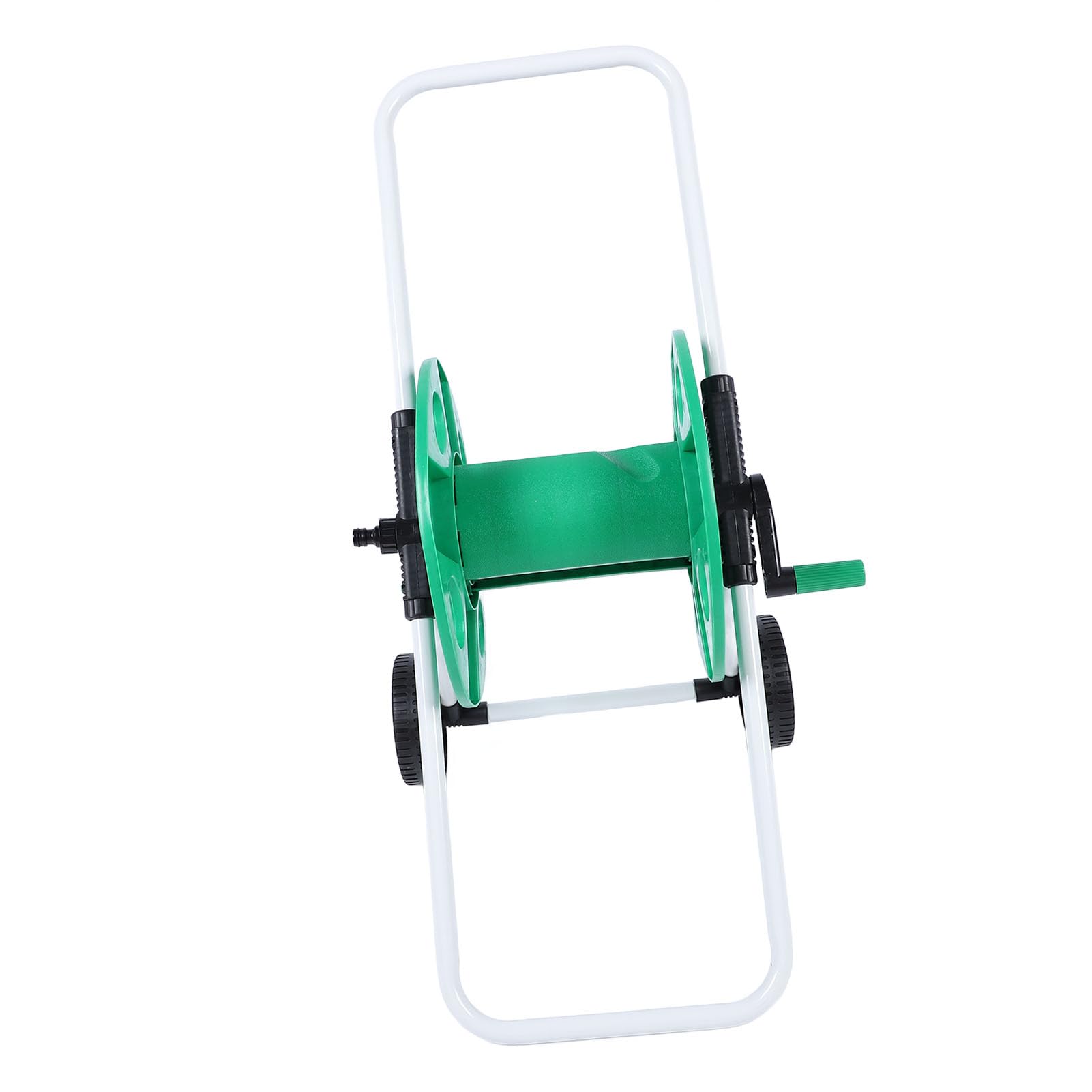 Carro de carrete de manguera de agua verde con ruedas, almacenamiento de manguera de empuje manual que ahorra mano de obra para jardín, material de polipropileno, fácil de mover y ajustar tu manguera