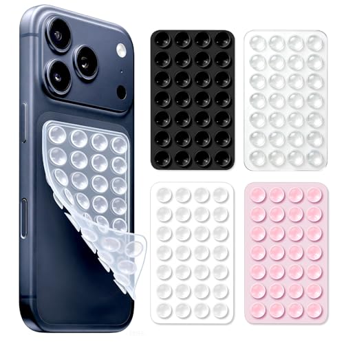 4 Pack Silicone Octo Cup Buddy Sticky Grip Holder for Cellphone, Double Sided Suction Phone Case Mount Phone Accessories Strong Grip Holder for Selfie and Video - (Black & White & Clear & Light Pink) - image 1
