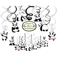 30Ct Panda Hanging Swirl Decorations, Panda Bear Party Supplies, Like a Panda Birthday Theme Decor for Boy Girl Baby Shower, 1st Bday Favors Idea