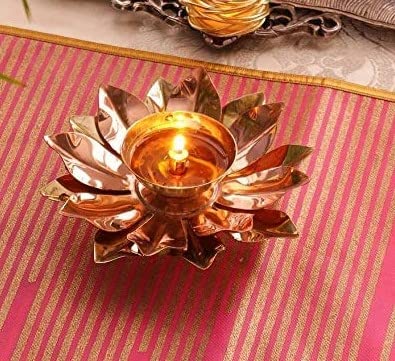 M&V CRAFT PURE Brass Lotus Design Diya/Deepak for Your MANDIR and Gift Purpose, SIZE-3IN
