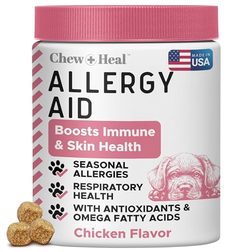 Dog Allergy Chews - 90 Delicious Soft Chew Treats - Anti Itch Allergy Relief for Dogs and Cats - Boosts Immune System, Promotes Skin Health - Seasonal Treatment for Pets - Made in The USA