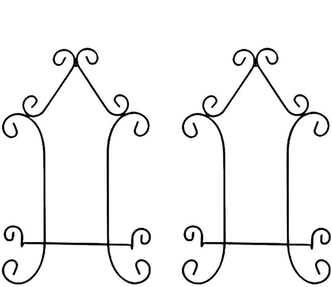 CXLE Lot de 2 présentoirs en fer noir pour photos, assiettes décoratives, livres, bols, tablettes et décoration d'intérieur