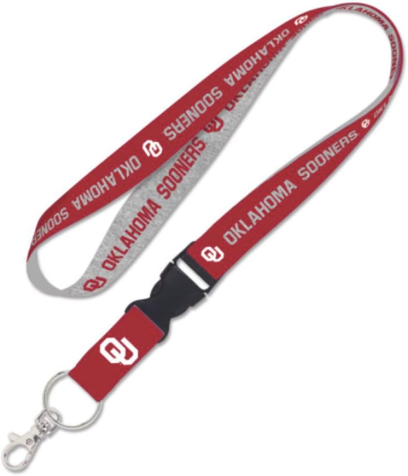Caseys Oklahoma Sooners Lanyard with Detachable Buckle 1inch Width - Heathered/Jersey Print, Multicolor (OKSOO)