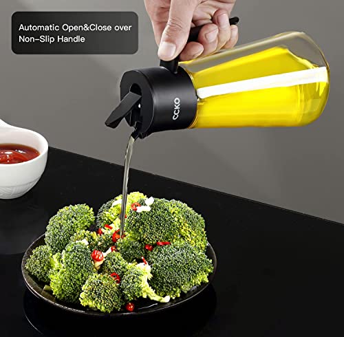 Ccko Olive Oil Dispenser Bottle 19Oz Glass Oil Bottle For Kitchen, Auto Flip No Drip Cooking Oil Dispenser For Soy Sauce, Syrup, Vinegar, Salad Dressing Container (Black) #TOP3