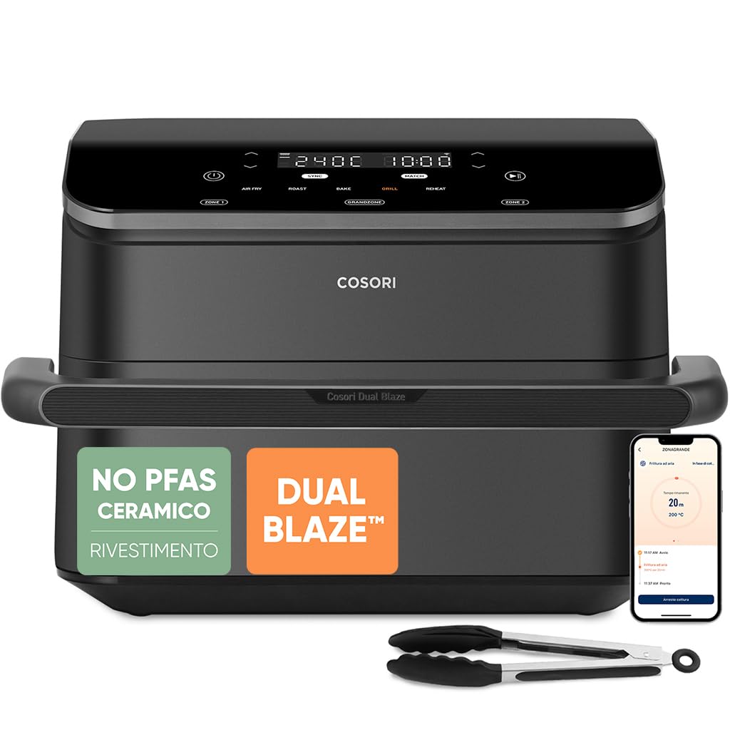 Cosori Twinfry Friggitrice ad Aria 10 Litri Doppio Cestello 5L+5L Con WIFI Grigio