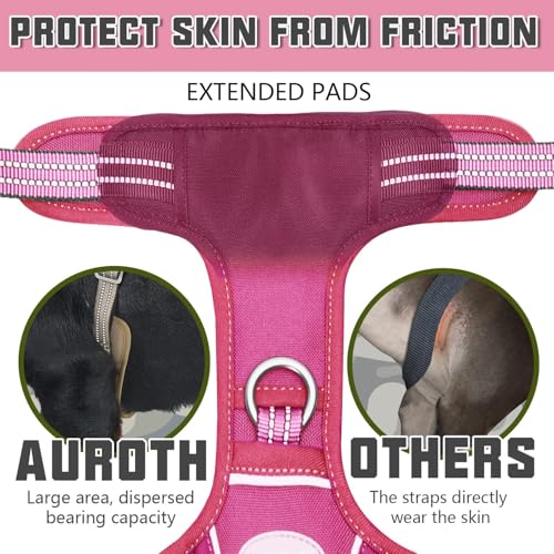 Image of Auroth Tactical Dog Harness for Large Dogs No Pull Adjustable Pet Harness Reflective K9 Working Training Easy Control Pet Vest Military Service Dog Harnesses Rose Red XL