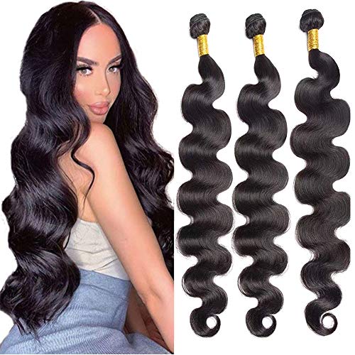 Bundles Body Wave Brazilian Remy Hair Unprocessed Virgin Hair Extensions Nautral Black Hair Weave Weft Body Wave 3 Bundles For Women 16 18 20 inch
