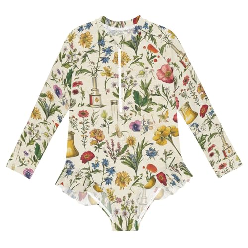 Monopoly Girls Long Sleeves Swimsuit Sun Protection Swimming Suits Girls Bathing Suit