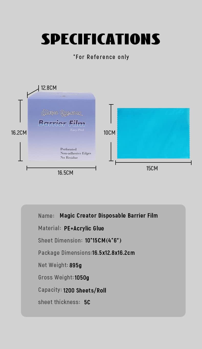 DGT Blue Barrier Film 4 Inches x 6 Inches, 1 Box of 1200 Sheets