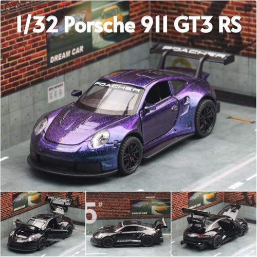 Image of Invite Enterprise 1:32 Porsche 911 GT3 RS Diecast Metal Pull Back Car - 4 Openable Doors with Sound & Light | Perfect Toy & Gift for Kids(Black)