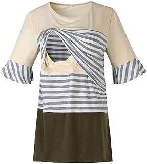 Camiseta de maternidad de manga corta para mujer, camiseta de maternidad a la moda, color bloque, camiseta de lactancia, ropa de maternidad, para verano, ropa de maternidad