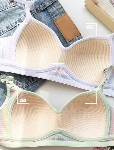 FEOYA Teen Light Padded Bra Cotton Wireless Training Bras Striped Pattern Bralette for Girls A/B Cup3