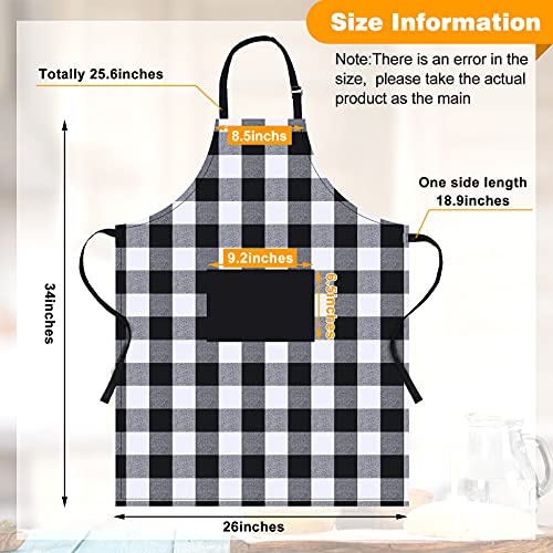 Geyoga 2 Pieces Buffalo Plaid Apron Cotton Cooking Apron Adjustable Buffalo Check Apron Bib Aprons With Pocket For Christmas Cooking Baking (Black And White, Black And Red,4 Pieces) #TOP1