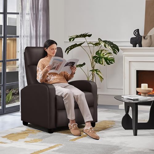 Yaheetech Relaxsessel Fernsehsessel Ruhesessel Liegesessel mit Liege-Funktion Polstersessel Kunstleder verstellbar Einzelliegesessel Wohnzimmer Schlafzimmer Heimkino Braun – Bild 5