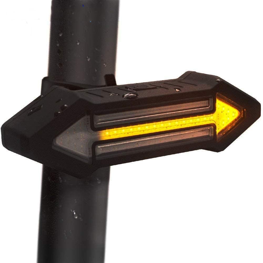 Feu arrière de vélo sans Fil à LED de 500 lumens avec télécommande, Clignotants et Fonction Frein intégrés. Rechargeable par USB.
