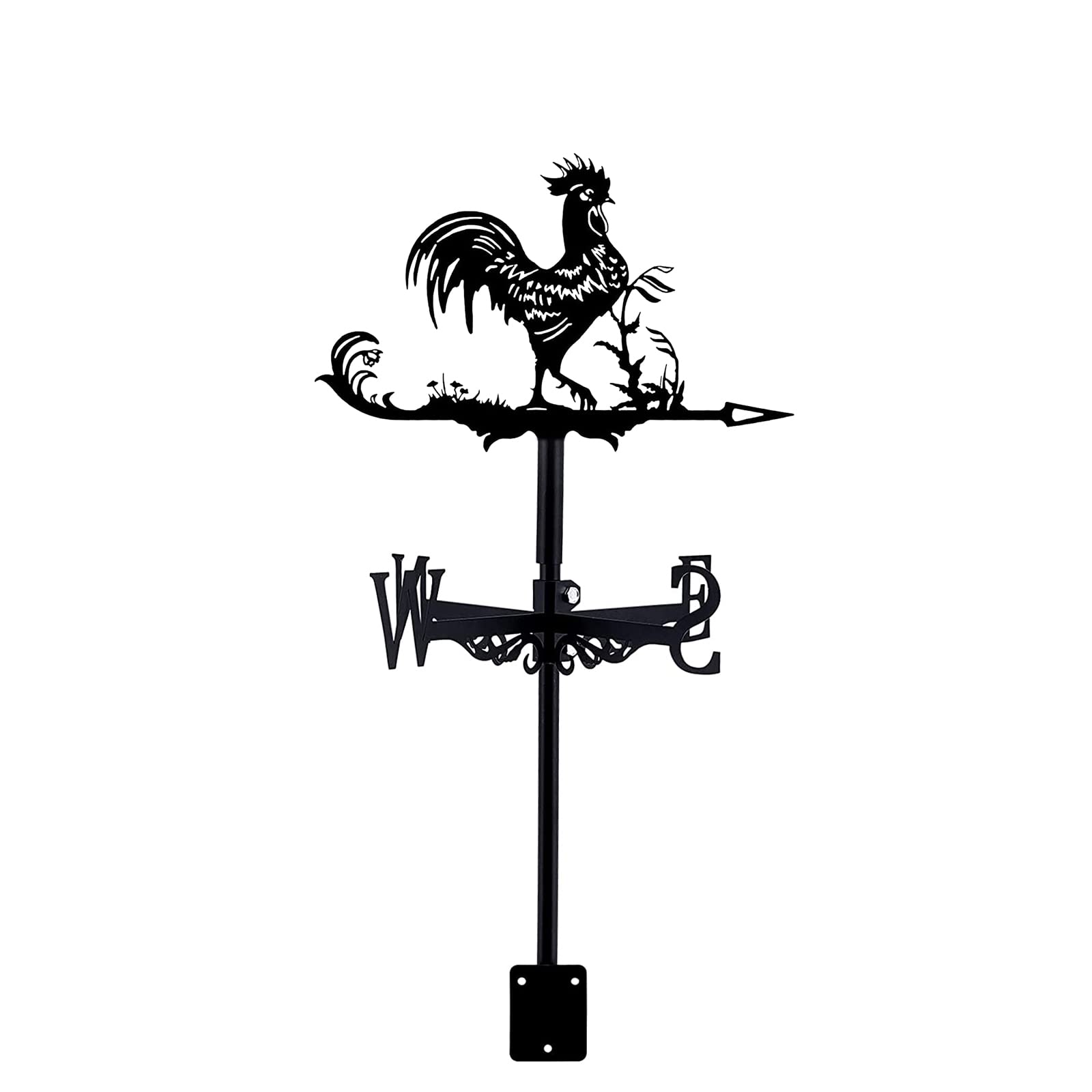 WIQUYBML Rooster Decorative Weather Vane weathervane Garden Mount Yard Stake Stainless Steel wind vane Wind Direction Indicator Kit for Outdoor Farm Scene Gazebo