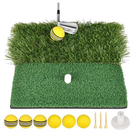 Golf Hitting Mat,Portable Golf Strike Mat With Antislip Rubber Base, Portable Golf Practice Mat For Outdoor/Indoor,With Rubber Tees, 6 Balls