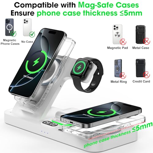Image of Dual Phone Foldable Wireless Charging Station for Apple, Couple&Family Use
