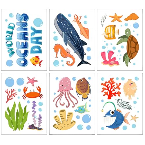 TAIZER - Autocollants Baignoire Antidérapants Douche Ocean Elements Stickers Dessin Animé Autocollants pour Baignoire et Salle de Bain La Famille des Bébés Enfants ne Plus Glisser (bleu)