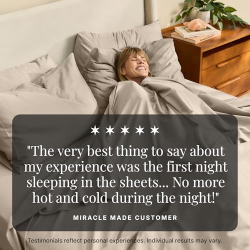 Image of Miracle Made Breathable Cotton Bed Sheets, 4-Piece Set - Silver-Treated, Soft and Cool-to-the-Touch Lightweight Bedding Designed for Hot Sleepers - King Size, Sand